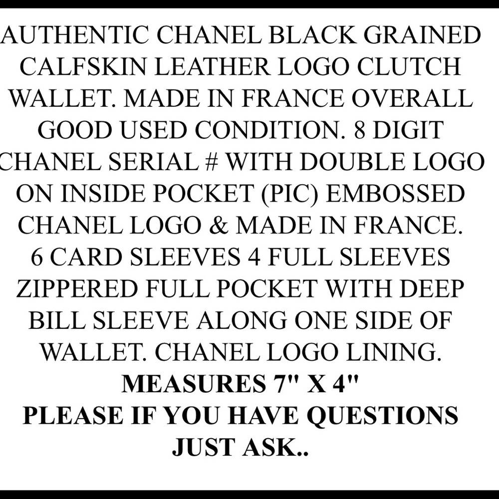 Authentic CHANEL Black Grained Calfskin